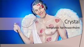  Presentation with love music - Audience pleasing slide set consisting of cupid enjoys listening to music backdrop and a  colored foreground