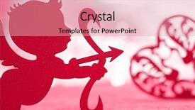  Presentation with theater curtains red draped stage - Presentation design featuring cupid on red background background and a coral colored foreground