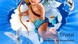  Presentation with flying angel - Beautiful presentation featuring cupid with bow and arrow backdrop and a light blue colored foreground