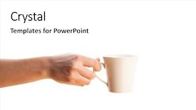  Presentation with copy space leadership - Theme having cuping hands background - coffee-cup with white copy space background and a white colored foreground