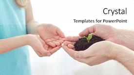  Presentation with home care - Colorful slide set enhanced with cupped hands at home backdrop and a  colored foreground