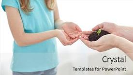  Presentation with home care - Slide set having cupped hands at home background and a  colored foreground