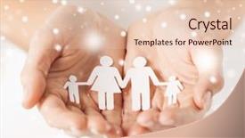  Presentation with family children - Presentation theme consisting of cupped hands showing paper man background and a lemonade colored foreground