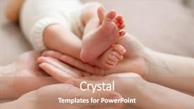  Presentation with newborn baby - PPT layouts enhanced with cupped into mothers hands gentle background and a coral colored foreground