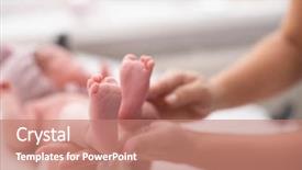  Presentation with newborn baby - Amazing slide deck having cupped into mothers hands gentle backdrop and a coral colored foreground