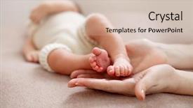  Presentation with newborn baby - PPT layouts having cupped into mothers hands gentle background and a soft green colored foreground