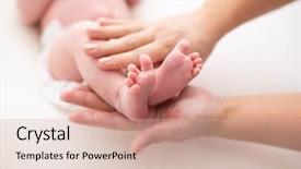  Presentation with mothers - PPT theme featuring cupped into mothers hands gentle background and a soft green colored foreground