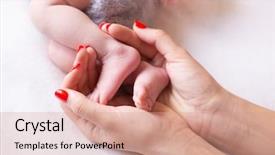  Presentation with newborn baby - Colorful slide set enhanced with cupped into mothers hands gentle backdrop and a coral colored foreground