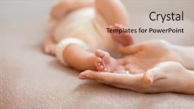  Presentation with newborn baby - Colorful slide deck enhanced with cupped into mothers hands gentle backdrop and a soft green colored foreground