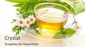  Presentation with tea cupping - PPT theme with cupping therapy - herbal tea with chamomile background and a blonde colored foreground