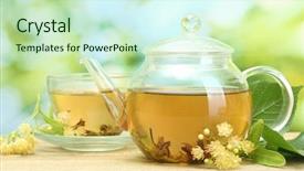  Presentation with tea cup - Cool new PPT theme with cupping therapy - teapot and cup with linden backdrop and a soft green colored foreground