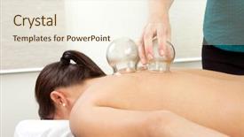  Presentation with acupuncture - Slide set with cupping treatment at an acupuncture background and a cream colored foreground