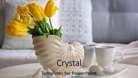  Presentation with flowers vase - Colorful slides enhanced with cups and candles on white backdrop and a mint green colored foreground