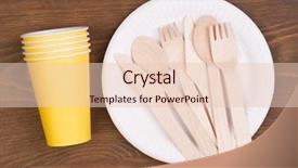  Presentation with paper cups - Amazing slide deck having cups and wooden cutlery backdrop and a lemonade colored foreground