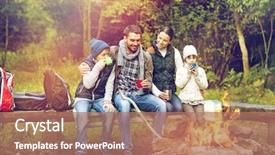  Presentation with family tourism - Amazing PPT theme having cups at camp fire backdrop and a coral colored foreground