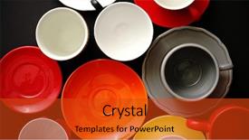  Presentation with black ceramic - PPT layouts consisting of cups collection various of dishware background and a red colored foreground