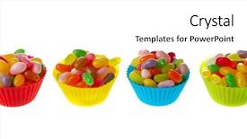 Presentation with jelly bean - Amazing presentation theme having cups full with jelly bean backdrop and a  colored foreground