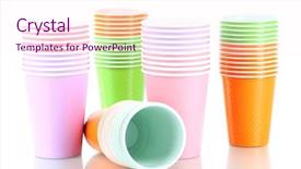  Presentation with white differene - Beautiful slide set featuring cups in different color isolated backdrop and a pink colored foreground