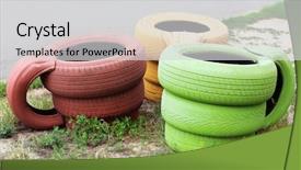  Presentation with tires - PPT layouts with cups made of automobile tires background and a light gray colored foreground