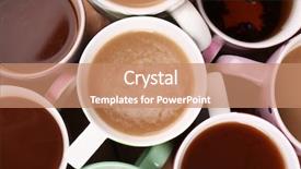  Presentation with cappuccino - Presentation design consisting of cups of cappuccino closeup background and a coral colored foreground