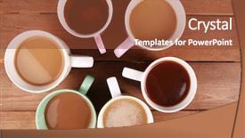  Presentation with cappuccino - Audience pleasing PPT layouts consisting of cups of cappuccino on wooden backdrop and a tawny brown colored foreground