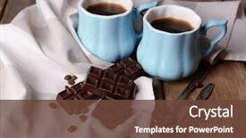  Presentation with coffee chocolate - Colorful presentation theme enhanced with cups of coffee with chocolate backdrop and a tawny brown colored foreground