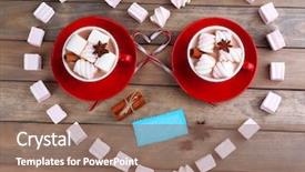  Presentation with hot chocolate - Amazing presentation design having cups of hot chocolate with marshmallows backdrop and a coral colored foreground