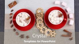  Presentation with hot chocolate - Cool new slide set with cups of hot chocolate with marshmallows backdrop and a gray colored foreground