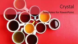  Presentation with cup of lemon tea - Theme with cups of tea on red background and a red colored foreground