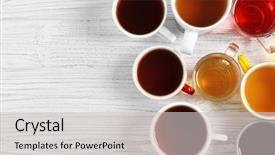  Presentation with water top view of amazon - Audience pleasing PPT theme consisting of cups of tea on table backdrop and a light gray colored foreground