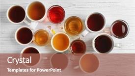  Presentation with top view of amazon river - Colorful slides enhanced with cups of tea on table backdrop and a red colored foreground