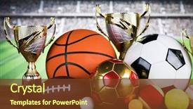  Presentation with sport award - Slide set featuring cups of winners award sport background and a tawny brown colored foreground