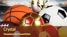  Presentation with sport award - Presentation design enhanced with cups of winners award sport background and a tawny brown colored foreground