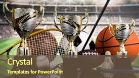  Presentation with sport award - PPT layouts featuring cups of winners award sport background and a tawny brown colored foreground