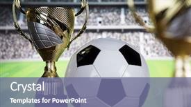  Presentation with sport award - Slide set having cups of winners award sport background and a seafoam green colored foreground