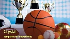  Presentation with sport award - Slide set featuring cups of winners award background and a tawny brown colored foreground