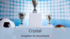  Presentation with sport award - Beautiful PPT layouts featuring cups of winners award backdrop and a light blue colored foreground