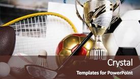  Presentation with sport award - Cool new presentation theme with cups of winners award backdrop and a tawny brown colored foreground