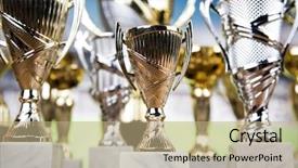  Presentation with sport award - Audience pleasing PPT layouts consisting of honour - cups of winners award backdrop and a coral colored foreground