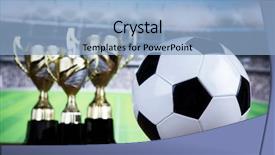  Presentation with sport award - Theme with honour - cups of winners award background and a light blue colored foreground