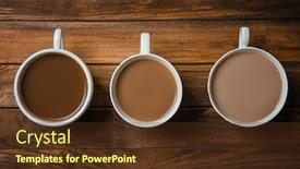  Presentation with coffee - Colorful slides enhanced with cups with delicious coffee on wooden background backdrop and a tawny brown colored foreground
