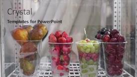  Presentation with refrigerator - Theme having cups with different fruits and berries in refrigerator background and a light gray colored foreground