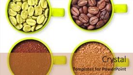  Presentation with green coffee beans - Presentation theme consisting of cups with green roasted coffee background and a gold colored foreground