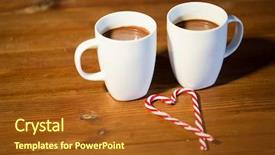  Presentation with food cocoa - PPT theme consisting of cups with hot chocolate background and a tawny brown colored foreground