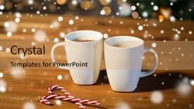  Presentation with food cocoa - Presentation consisting of cups with hot chocolate background and a coral colored foreground