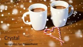  Presentation with food cocoa - PPT layouts consisting of cups with hot chocolate background and a gold colored foreground
