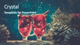  Presentation with mulled wine - Beautiful slide set featuring cups with hot mulled wine backdrop and a ocean colored foreground