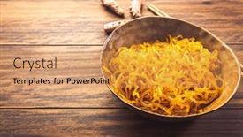  Presentation with curcuma - Slide set enhanced with curcuma-seaweed-noodles-made background and a yellow colored foreground