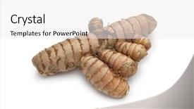  Presentation with curcuma - Audience pleasing PPT layouts consisting of curcumin - fresh curcuma root on white backdrop and a white colored foreground