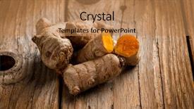  Presentation with curcumin - PPT layouts consisting of curcumin - fresh tumetic over wood backgorund background and a coral colored foreground